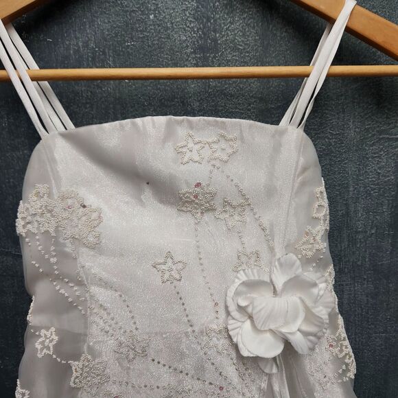 Muneca Size 7 White Party Dress Flower Girl Communion - Picture 2 of 8